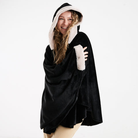 Fleece and Faux-Fur Poncho by Zanya Lifestyle