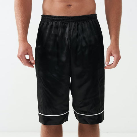 Zanya Men's Satin Pyjama Shorts – Premium Satin Sleep Shorts with White Piping