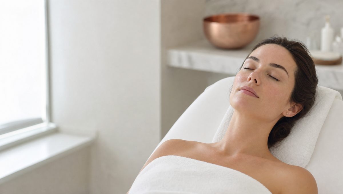 Woman resting on a treatment bed at Zanya Medispa, Randburg